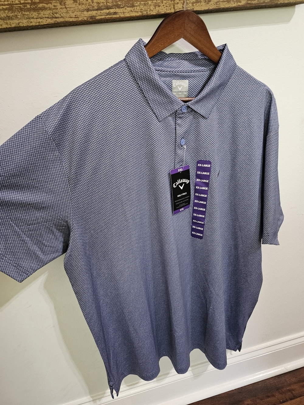 Callaway Golf Polo Shirt XXL Blue Performance Stretch Moisture Wicking NWT Golf - Picture 7 of 12